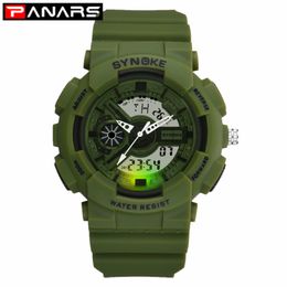 PANARS New Classic Sports Men's Watches Multi-function Alarm EL Lights LED Double Display Digital Wristwatches for Men 217D