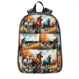 Backpack Brown Horse Herd Running Galloping Animal Lovers Humour Backpacks Student Book Bag Shoulder Laptop Rucksack School