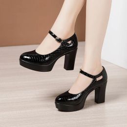 9cm 12cm Small Size 32-43 Shallow Thick Bottom Platform Pumps Women Shoes 2024 Block High Heels Shoes for Model Party Wedding