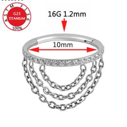 Wholesale Piercing G23 Titanium Steel Helix Welding Chain Septum Nose Rings 16g Tragus Charming Cartilage Earrings Body Jewellery