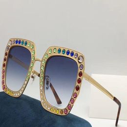 0115 New Special Fashion Sunglasses With UV Protection for Women Vintage square metal Frame With diamonds popular Top Quality Come With 242U