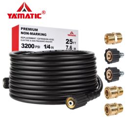 High Pressure Washer Hose Pressure Washer Car Wash Water Cleaning Hose Pipe Cord 1/4 Kink Free M22-14mm Brass Thread Replacement