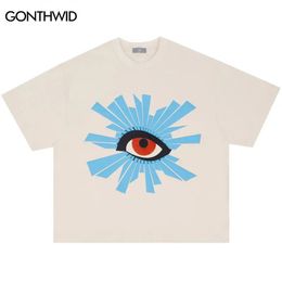 Hip Hop T-Shirt Streetwear Eye Graphic Print Short Sleeve Tee Shirts Men Harajuku American Style Punk Loose Tee Tops 240521