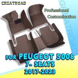 Car Floor Mats For Peugeot 5008 Seven Seats 2017-2023 18 19 20 21 22 23 Custom Auto Foot Pads Carpet Cover Interior Accessories