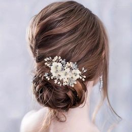 Hair Clips Trendy Flower Comb Clip Pin Pearl Rhinestone Headband For Women Prom Bridal Wedding Accessories Jewellery Gift