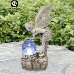 Garden Decorations Solar Light Angel Elf Figurine Landscaping Resin Girl Wing Sculpture Lamp Creative Crafts Perfect Gifts For Balcony Yard