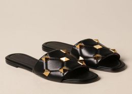 Casual-style Beach Roman Stud Sandals Slide Mules Maxi Leather Flip Flops Pink Nude Black Comfort Walking EU35-427110598
