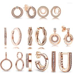 Stud Earrings 925 Sterling Silver Earring Twist Of Faith Signature Circles U-shaped Charm Hoops For Women Gift Fashion Jewelry