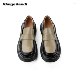 Casual Shoes US Size Trendy Men's Thick Sole Mixed Colors Leather Modern Young Man Big Round Toe Oxfords