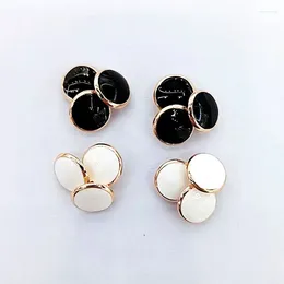 Stud Earrings Korean Version Temperament Personality Cold Wind Drop Oil Black And White Flower Female Simple Everything Matching Earr