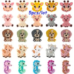 5Pcs Mini Animal Silicone Beads Deer Dog Puppy Goat Hippocampus For Jewelry Making DIY Necklace Accessories