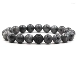 Strand 10mm Black Grey Stone Beads Bracelets Bangles Couple Bracelet For Lovers Women&Men Jewellery Handmade Trendy Pulseras 2024