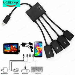 New High Quality 4 Port Micro USB to USB for Android Tablet Computer PC Power Charging OTG Hub Cable Connector Spliter