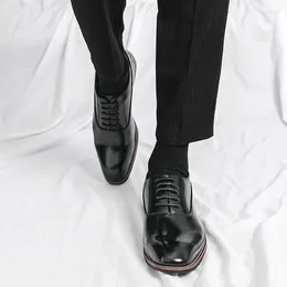 Casual Shoes Fashion Business Dress 2024 Classic Pointed Leather Men Formal Thick Soled Comfortable Slip On Oxfords