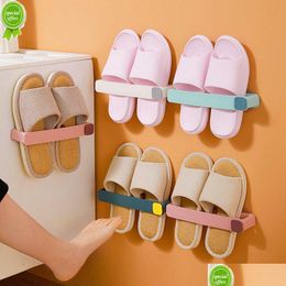 Storage Holders & Racks New Wall Mounted Slipper Shoe Living Room Space Saving Shoes Organizer Bathroom Accessories Toilet Hanging Tow Dhovn