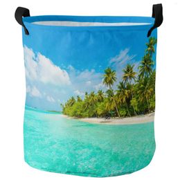 Laundry Bags Beach Ocean Sky Landscape Dirty Basket Foldable Waterproof Home Organiser Clothing Children Toy Storage