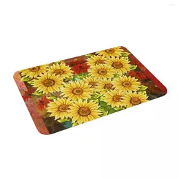 Carpets Sunflowers And Red Flower Non Slip Absorbent Memory Foam Bath Mat For Home Decor/Kitchen/Entry/Indoor/Outdoor/Living Room