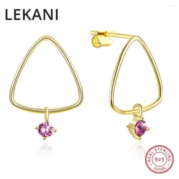 Stud Earrings LEKANI 925 Silver Triangle Crystals From Austria Gold Plated Korean Jewelry For Women Party Fashion Accessories