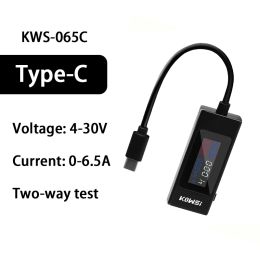 KWS-065C USB/Type-C Current Voltage Tester LCD Colour Screen 0-6.5A Battery Capacity Detector QC2.0 3.0 PD VOOC Quick Charge