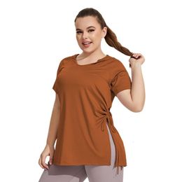 Lu Align Long Sleeve Shirt Summer Tee Man Custom Oversized T-shirt Quick dry Breathable Back Yoga Dress Women Loose