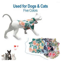 Dog Apparel Hawaiian Style Pet Shirt Printed T-Shirts Unique Polyester Colthing Collared Dress Vacation Clothes For Small Dogs