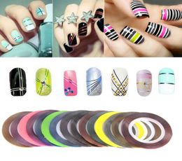 30pcs Rolls Striping Tapes Colourful Line Nail Stickers DIY Nail Art Kit Manicaure Beauty decorations for UV Gel Nail Polish9335599