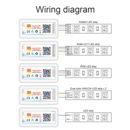 Tuya WiFi Smart LED Controller DC5-24V Single Colour Dimmer CCT RGB RGBW RGBCCT LED Strip APP Remote Works with Alexa Google Home