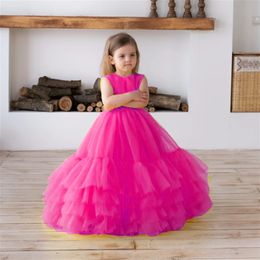 Kids Ball Gown Flower Girl Dresses for Wedding Formal Wear Elegant Birthday Dress 2024 yellow pink TUTU Cute Princess Kids blue Gown communion pageant dresses gowns