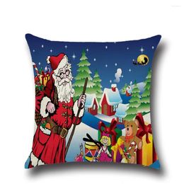 Pillow Arriavel Christmas Elk Santa Claus Cotton Linen Home Decor Sofa Office Cover Car Seat Pillowcase