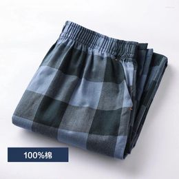 Men's Sleepwear Spring Autumn High Quality Pants Men Cotton Sleep Bottoms Male Plus Size Night Trousers Casual Loose Plaid Home