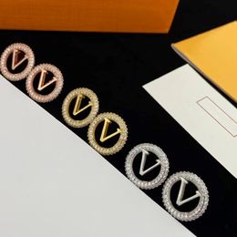 Women Stud Hoops diamond Earrings Fashion Womens Big Circle Simple Earring Jewellery Luxurys Designer Letter L Earring Wholesale 198a