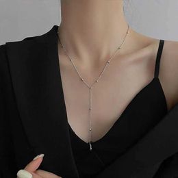 Pendant Necklaces 2023 New Trend Silver Round Bead Tassel Necklace Simple Long Geometry Kravik Chain Fashion Womens Jewellery Gifts S2452599 S2452466