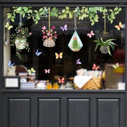 Wallpapers 30 60cm Plant Flower Potted Wallpaper Double-sided Visual Glass Sticker Kitchen Restaurant Decorative Wall Ct6056