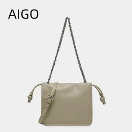 Shoulder Bags AIGO Vintage Messenger Bag Soft Leather Large Capacity Minimalist Crossbody For Women Female Luxury Bolas Handbag