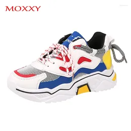 Fitness Shoes 2024 Fashion Colorful Sneakers Wedges Women Yellow Platform Breathable Mesh Blue Chunky Plus Size 41 42