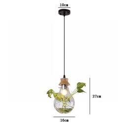 Modern växt hänge ljus trä glas flaskdekor restaurang bar café vardagsrum studie belysning e27 hängslampa blommor