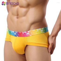 Underpants Rainbow Belt Paint Male Underwear Sexy Men Briefs Breathable Panties Cueca Calzoncillos Hombre Slip Ropa Interior