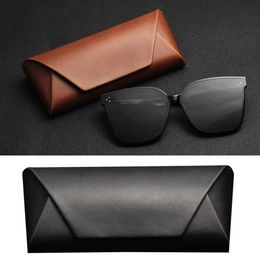 Sunglasses Cases 1 Retro soft brown eyelid can be carried with a Unisex skin eye glasses sunglasses container box protective glasses Q240524