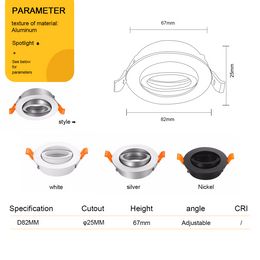 2PCS LED Recessed Ceiling Light Adjustable Frame for GU10 Fitting Ceiling Spot Lights Fitting Fixture