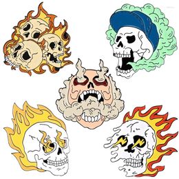 Brooches Skeleton Smoke Enamel Pins Punk Cool Gothic Skull Backpack Clothes Lapel Badges Halloween Jewellery Gift