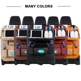 Pu Leather Pad Bag Car Seat Back Organiser Foldable Table Tray Travel Storage Bag Foldable Dining Table Car Seat Storage Bag