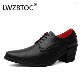 Casual Shoes LWZBTOC Mens Business Leather High Heel 4.5CM Classic Black White Office Dress Heighteen Oxfords For Man