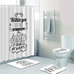 Shower Curtains Inspirational Dream Strength Motivational Quotes Bathroom Curtain Set Vision Encourage Words Attitude Bath Rug Home Decor