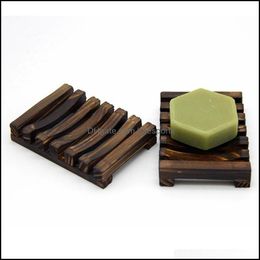 Soap Dishes Natural Wooden Bamboo Tray Holder Storage Soaps Rack Plate Box Container For Bath Shower Bathroom By Sea Lla647 Drop Del Otj41