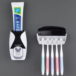 Hot Sale Automatic Toothpaste Dispenser Family Toothbrush Holder Wall Mount Rack Bathroom Tools Set