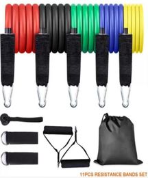 fitness exercie 11 piece set resistance band yoga training tube set home gym heavy 150 lb bands chest expander equipment9728588