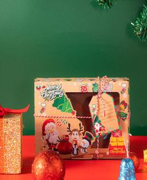 12 Pcs Transparent Window Christmas Boxes Biscuit Dessert Packaging Cake Candy Storage Case New Year Festival Gift Wrapping Box5558140