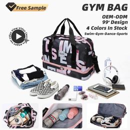 Duffel Bags Cross Border Fashion Collision Splicing Letters Shoulder Wet Dry Separate Independent Shoe Compartment Fitness Travel Bag