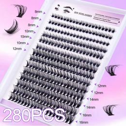 Cross-border dense large displacement 280 various curved DIY eyelashes segment single cluster grafting false eyelashes