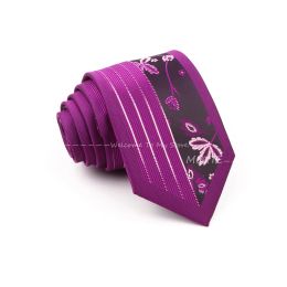 Men's Polyester Geometric Necktie Polyester Purple Black Tie Skinny Tuxedo Suit Shirt Gifts For Wedding Party Men Accessory Gift